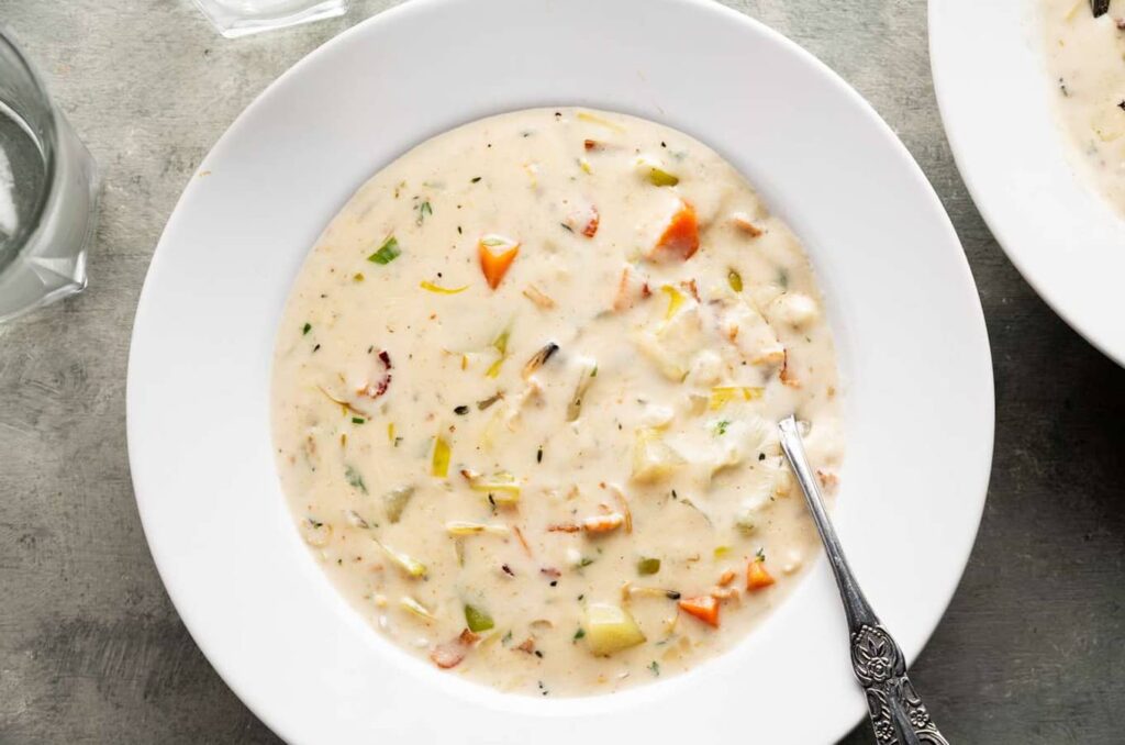 Hot bowl of clam chowder from Wapato Point Cellars