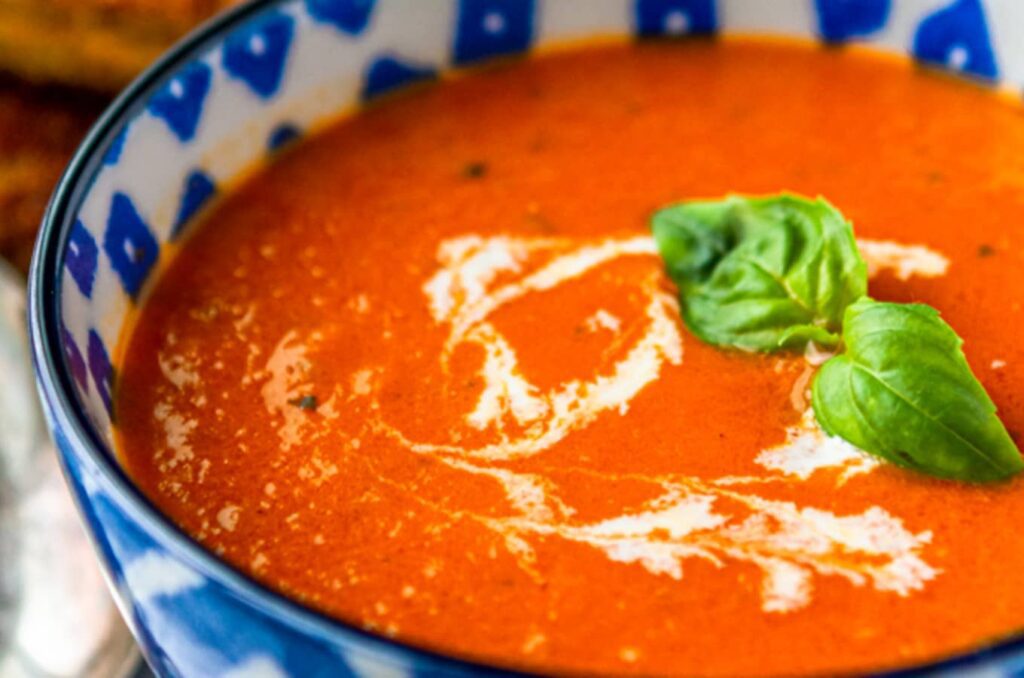 Hot tomato bisque soup available at Blueberry Hills in Lake Chelan