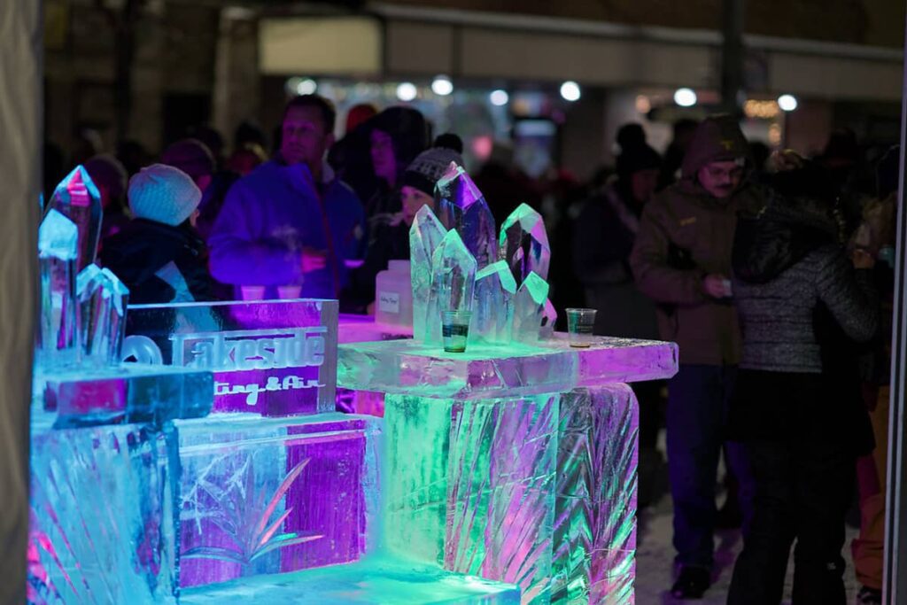 Side view of the ice bar during Winterfest 2023 in Lake Chelan