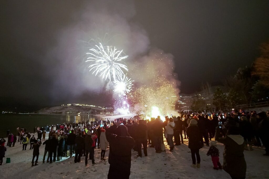 fireworks display in Lake Chelan during Winterfest 2023