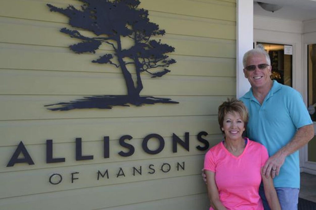 Sally and Lance Stark in front of Allison's Manson in Lake Chelan