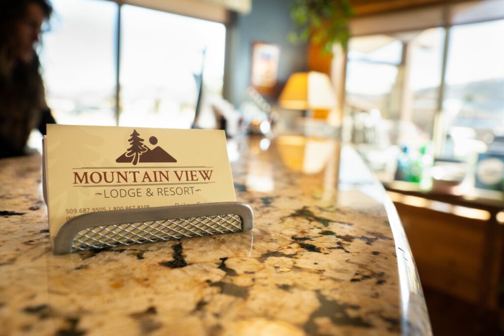 Mountain View Lodge card at front desk